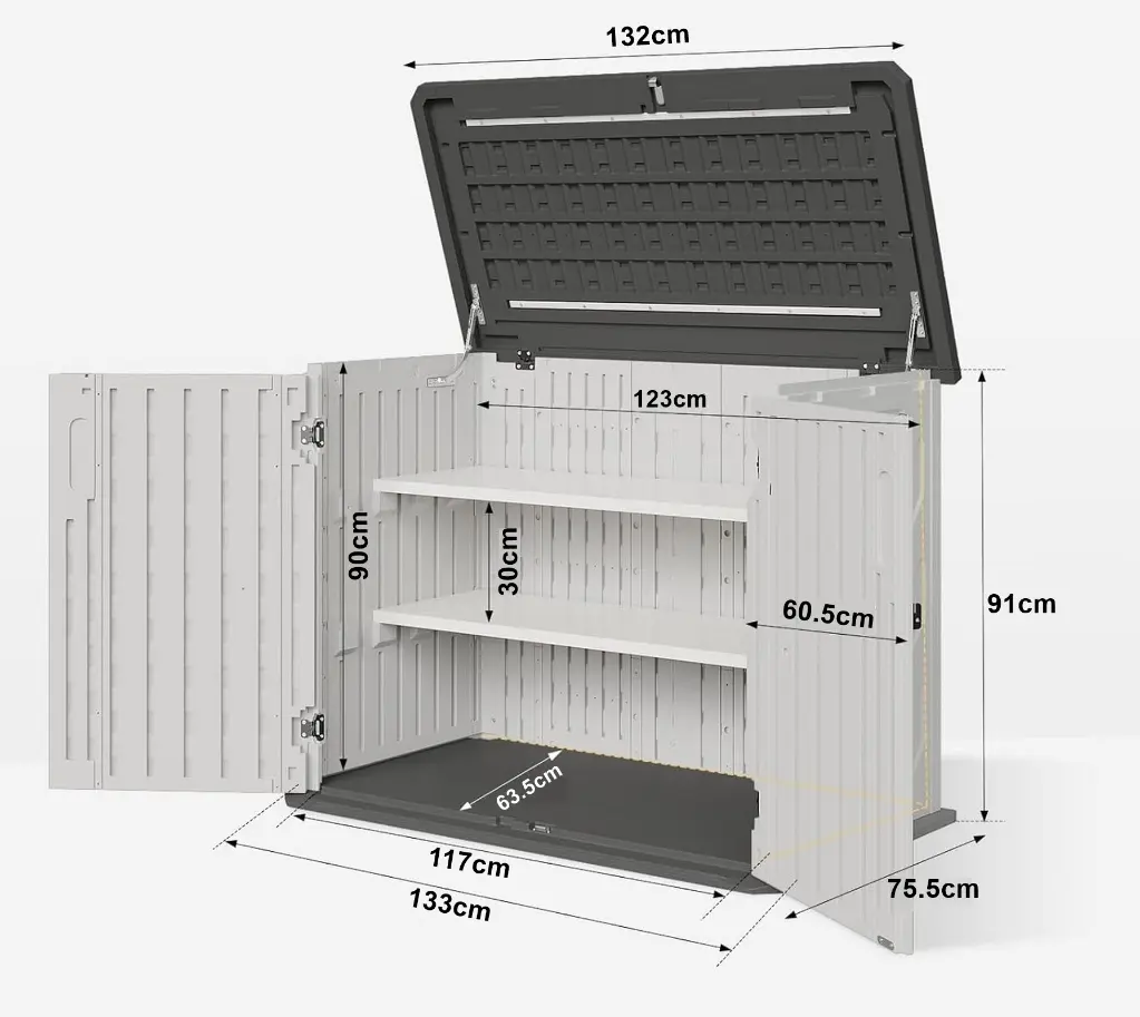 Outdoor Storage Cabinet with 2 Shelves - 35 cu.ft (≈0.99 m³) 